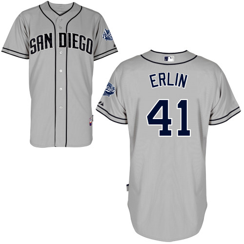 Robbie Erlin #41 MLB Jersey-San Diego Padres Men's Authentic Road Gray Cool Base Baseball Jersey